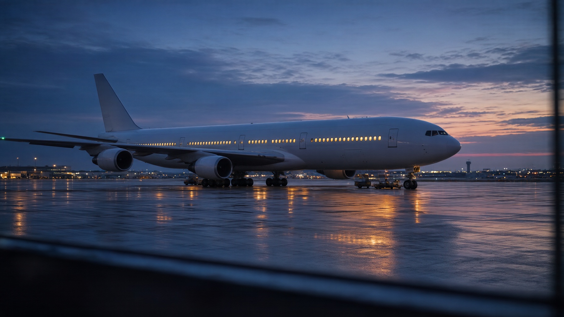 Long-haul aircraft at dusk for UK to Melbourne travel